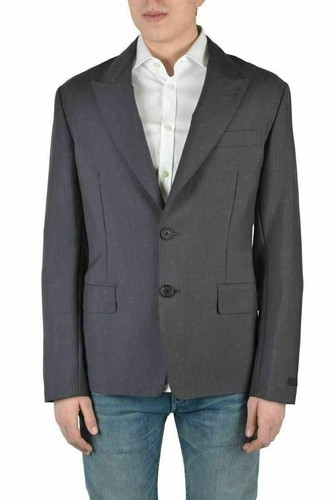 Blazer uomo Prada "Milano" lana grigio a righe due bottoni US 40 IT 50