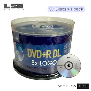 50 LSK DVD DVD+R DL 8x Dual Double Layer Logo 8.5GB 240Min Taiwan Dup hp Grade A - Picture 1 of 6