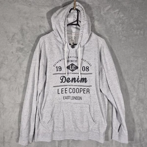 LEE COOPER Drawstring Hoodies, 1908 Graphic Print, Cotton Blend, Grey Size XL - Foto 1 di 4