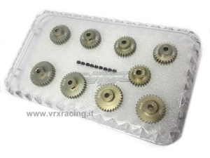 9 PIGNONI 42DP KIT PINION MODULO 0.6 ø3.175mm IN ALLUMIMNIO 7075 + GRANO VRX - Picture 1 of 1