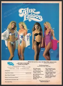 Costumi da bagno Blue Lagoon anni 80 stampa pubblicità 1982 floreale spiaggia - Foto 1 di 1