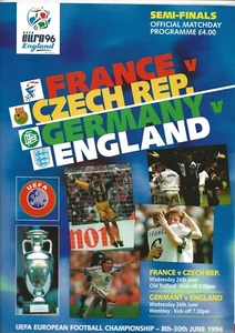 REPÚBLICA FRANCESA V CHECA / INGLANDIA V ALEMANIA ~ SEMIFINAL EURO 96 26 DE JUNIO DE 1996 - Imagen 1 de 1