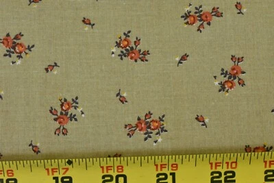By 1/2 Yd, Vintage 1982, Orange Calico on Tan Quilt Cotton, Cranston, P5106 - Image 1 of 4
