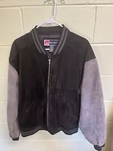 Vintage Free Country Suede leather Bomber Jacket Black Gray Men's Size 2XL 54x27 - Picture 1 of 13