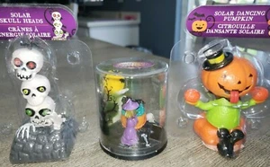 3 NEW MOVING HALLOWEEN DECORATIONS SOLAR PUMPKINS SKELETON WITCH BOBBLES CUTE! - Picture 1 of 1