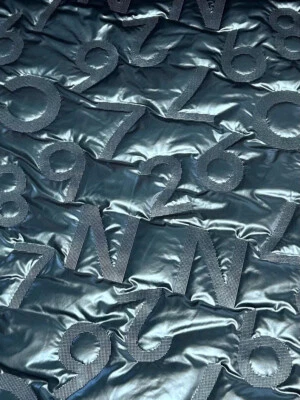 Steppstoff glänzend Buchstaben Zahlen uni petrol - Bild 1 von 2