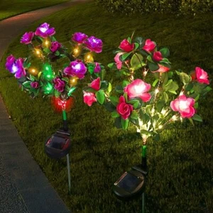 Garden Solar Lights Outdoor Waterproof Flower Lights Landscape Yard Stake Decor - Picture 1 of 16