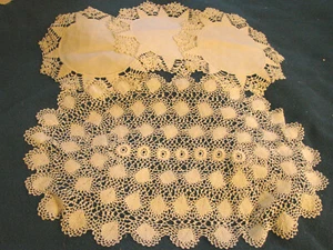 Vintage Doily Lace LOT 4  oval round Crochet - Picture 1 of 4