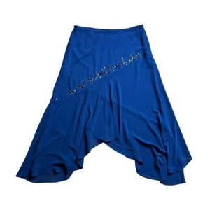Y2K Adrianna Papell Handkerchief Skirt Women's Size 10 Blue Embellished Midi - Picture 1 of 8