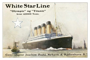 TITANIC, ETC. 1009 - RMS Olympic - Titanic Danish Brochure Cover 9 x 12 print - Picture 1 of 4