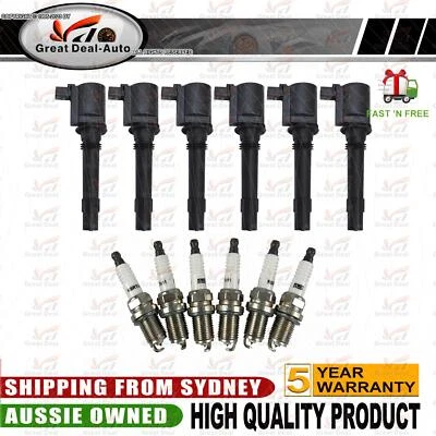 6X IGNITION COIL PACK FOR FORD BA BF FALCON TERRITORY 6cyl 4.0L And SPARK PLUGS - image 1 of 4