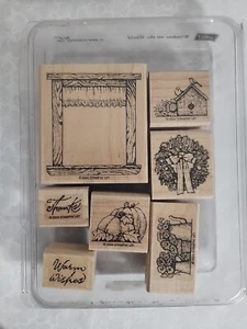 Stampin' Up! 2004 Window on the World Stamp Set of 7 Mounted Wood Retired - Picture 1 of 9