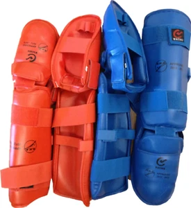 WKF Approved Karate Foot & Shin Pads in Red or Blue. - Picture 1 of 3