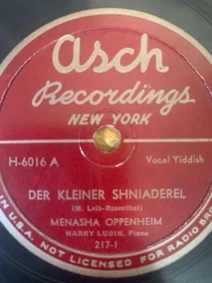 Yiddish Jewish 78 RPM- Menashe Oppenheim- Der kleiner Schneiderel- Asch NY - Image 1 of 2