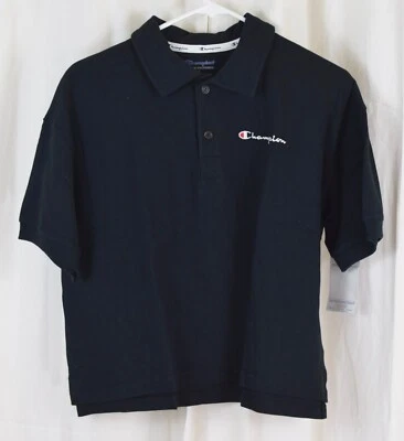 Camiseta polo corta Champion para mujer de peso medio negra talla mediana Foto 1 de 3