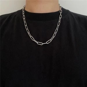 Pulsera gargantilla eslabones de cadena clip collar clip clip clip de papel de acero inoxidable de 14-30" - Imagen 1 de 8