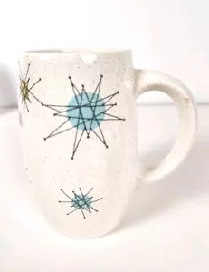 FRANCISCAN ATOMIC STARBURST GLADDING MCBEAN CO. MUG 5" *CHIPPED SEE PICTURES* - Picture 1 of 12