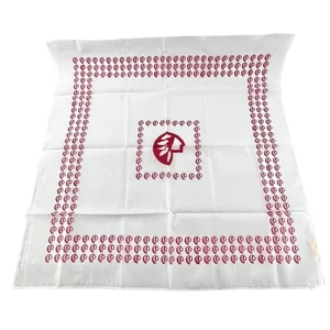 Indian Head Print Scarf Polyester Stylized White & Red  25" Square Vintage Promo - Picture 1 of 8