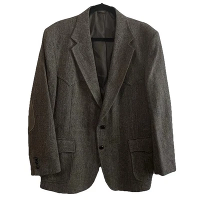 Blazer Levis Western Wear de Colección Años 80 Hombres 46R Gamuza Parches en Brazos Marrón/Tostado Tweed Foto 1 de 4