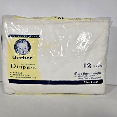 New GERBER 100% Cotton White Cloth Diapers 27” x 27” Flatfold Birdseye Weave 12 - Image 1 of 4