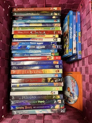 Disney Pixar Blu-Ray DVD Movies Lot of 32 Beauty Beast Frozen Lion King + - Image 1 of 4