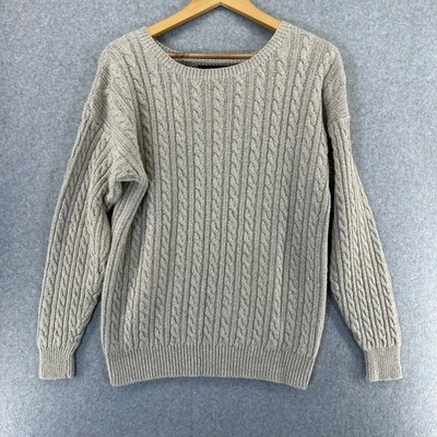 Suéter Ralph Lauren Tejido con Cable Lino Mezcla de Algodón Beige Tostado Normcore Talla Grande Foto 1 de 4