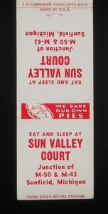 1950s Eat and Sleep at Sun Valley Court We Bake Our Own Pies Sunfield MI Eaton C - Picture 1 of 2