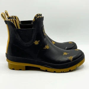 Bota de lluvia Joules Wellibob negra amarilla abejorro tobillo corto - para mujer EE. UU. 8 / E - Imagen 1 de 10