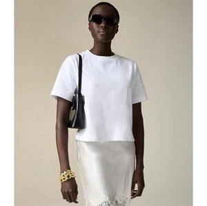 NUEVO CON ETIQUETAS J. Camiseta corta Crew pequeña relajada peso premium manga corta blanca - Imagen 1 de 6