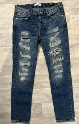 MANGO JEANS RIPPED DENIM BUTTON FLY SIZE 10 NEW RRP £52 - Image 1 of 4