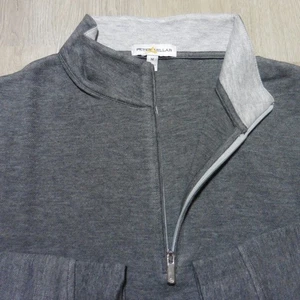 PETER MILLAR Mens M MEDIUM PULLOVER CROWN COMFORT CHARCOAL GREY 1/4 ZIP POLO - Picture 1 of 14