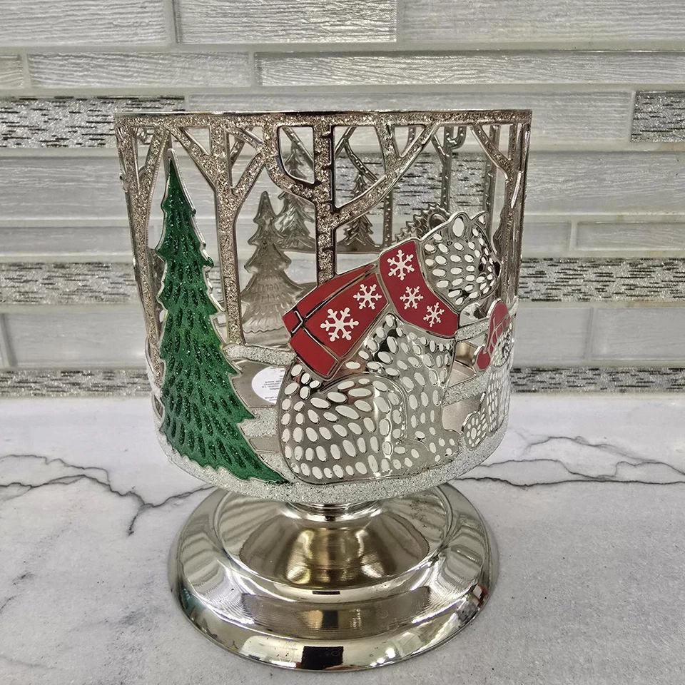 Candelabro Bath & Body Works mediano plateado animal Navidad árboles de vacaciones Foto 1 de 4