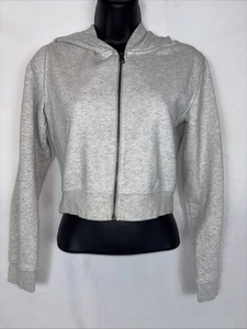 American Eagle Gray Soft Cropped Zip Up Hoodie Sweatshirt Size S - Picture 1 of 5