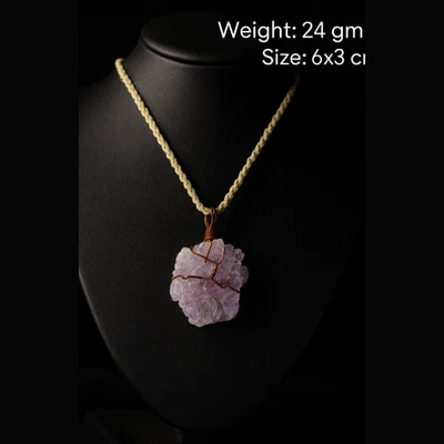 Colgante Amatista Natural 24g 6x3cm Cristal Curativo Reiki Meditación Joyería Foto 1 de 4