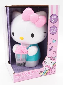 Figura de juguete grande de 8 pulgadas Sanrio HELLO KITTY SORBIENDO TÉ BOBA en movimiento nueva en caja - Imagen 1 de 11