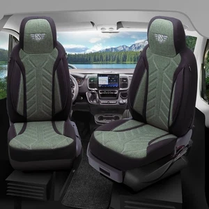 Fundas de asiento de autocaravana piloto adecuadas para Volkner Mobil Pacific (negro-verde) - Imagen 1 de 13