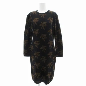 GUCCI Vintage Woll Strick Blumen Midi Kleid Langarm Gr. 42 Schwarz Braun - Bild 1 von 9
