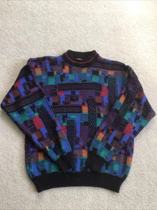 Vintage 90s McGregor Geometric Mens Knit Sweater Mens XL  Abstract Grandpa Cosby - Picture 1 of 7