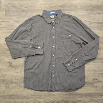 Volcom Shirt Mens Large Gray Classic Fit Button Up Long Sleeve Casual Cotton - Image 1 of 4