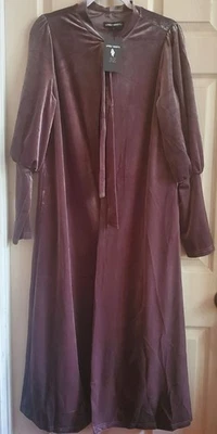 NUEVO CON ETIQUETAS "Lively Ghost" Wm L Capa Abrigo Brillante Gótico MARRÓN Terciopelo Manga Bishop LEER Foto 1 de 4