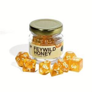 Feywild Honey x7 Piece Dice Set & Glass Jar | Perfect for D&D & Other TTRPGS - Picture 1 of 5