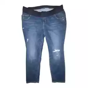 Old Navy Maternity Medium Wash Skinny Distressed Jeans 18 Short NWOT - Picture 1 of 5