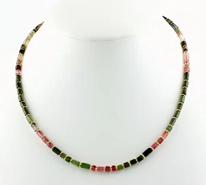 Wunderschöne Turmalin Kette Edelsteinkette Bunt Glatt geschliffen Collier 48 cm - Bild 1 von 4