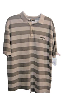 Callaway Opti Dry Golf polo shirt Men's L gray & white stripe - Picture 1 of 7