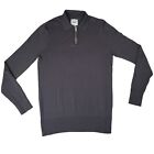 Kin John Lewis Zip Polo Jumper Dark Grey Merino Wool Lightweight Sweater Small