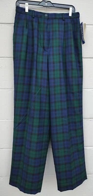 Pendleton Black Navy Green Plaid Pants Fully Lined VTG 1980's NWT SIZE 14 - Image 1 of 4