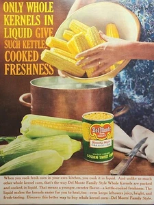 Del Monte Golden Sweet Corn Ears Husks Canned Whole Kernel Vintage Print Ad 1960 - Picture 1 of 4