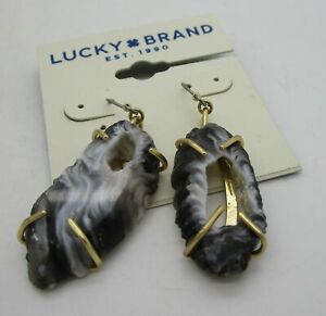 Lucky Brand Goldtone White Agate Drop Earrings msrp $45.00