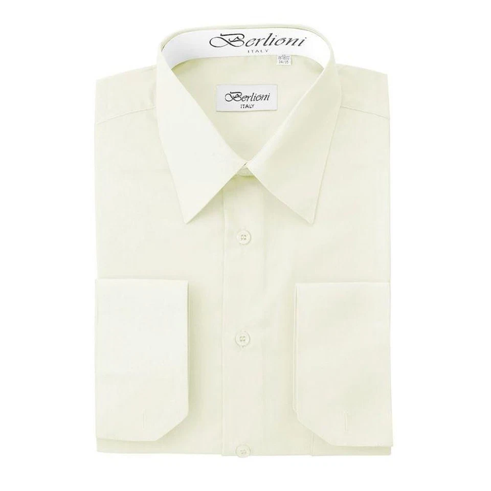 CAMISA DE VESTIR BERLIONI HOMBRE PREMIUM CLÁSICA FRANCESA CONVERTIBLE PUÑO MANGA LARGA Foto 1 de 2