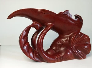 Maghogany Wine Bottle Display 1 Pc. Hand Carved MUST SEE Elephant - Picture 1 of 8